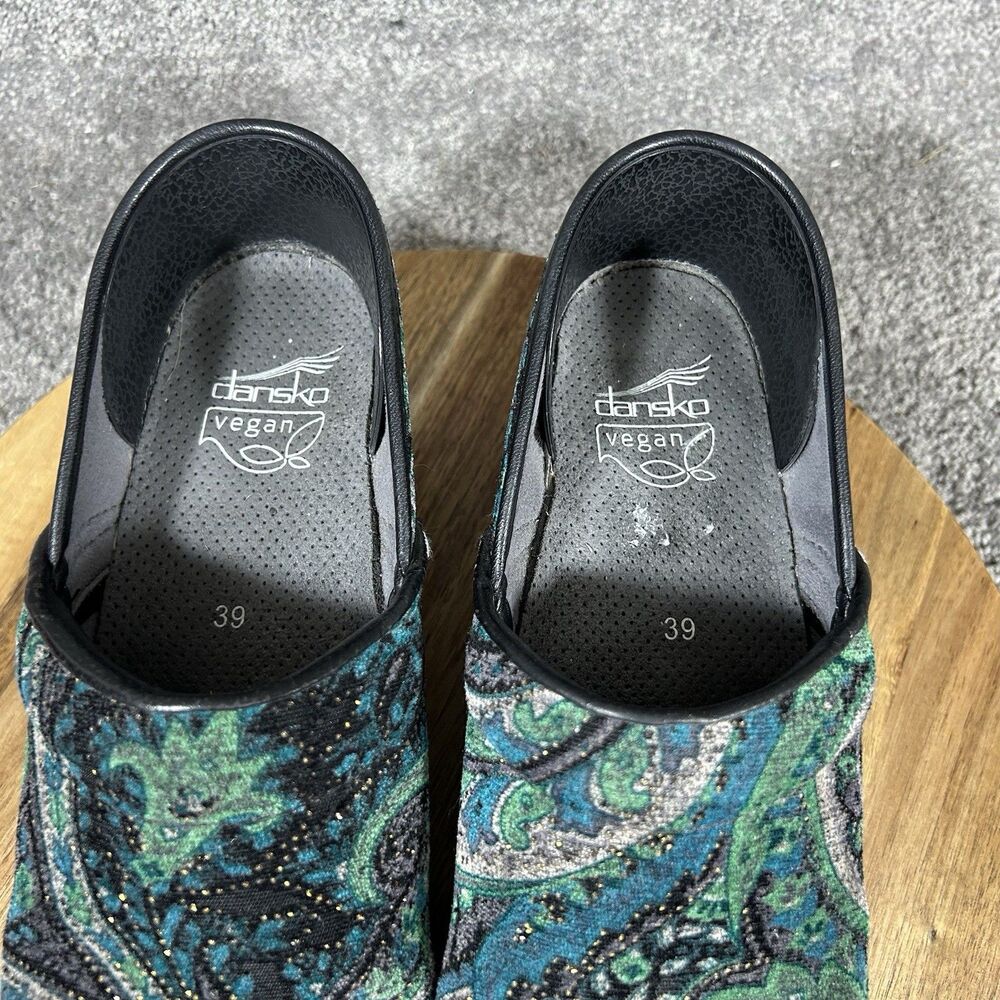 Dansko Vegan Women’s Size EU 39 US 8.5 Green Paisley Tapestry Slip On Clog Shoes - Picture 5 of 12